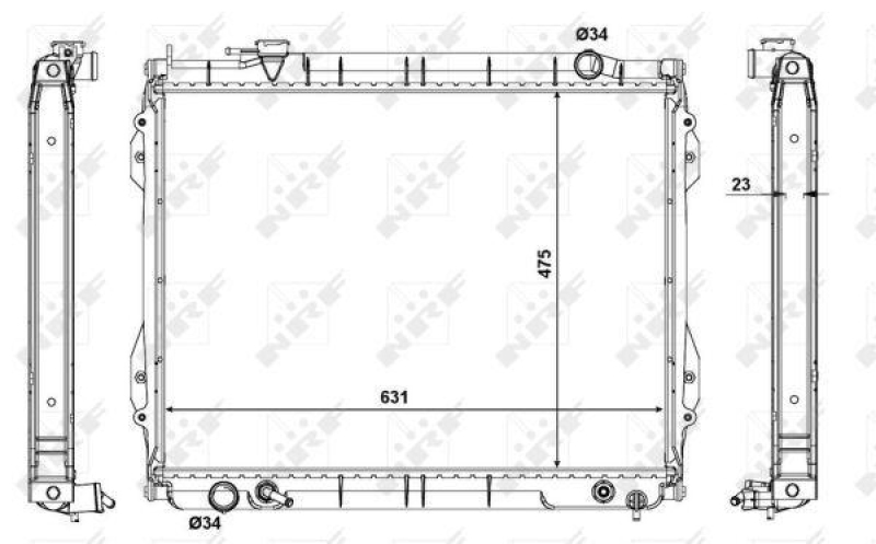 Bild von NRF 56119 Kühler, Motorkühlung Kühler, Wasserkühler, Autokühler Aluminium 631 475 23 mit Anbauteilen Kühlrippen gelötet