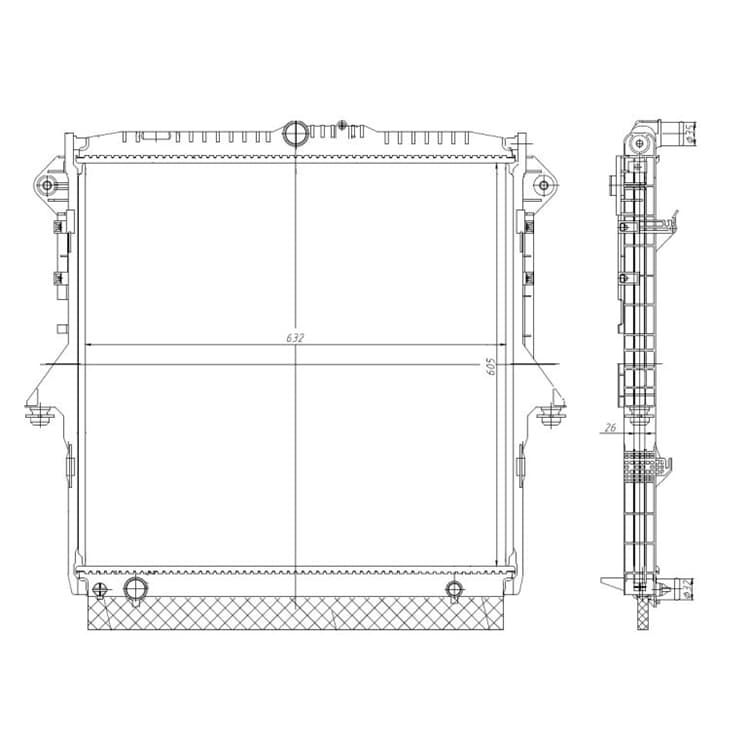 Bild von NRF 560001 Kühler, Motorkühlung Kühler, Wasserkühler, Autokühler Aluminium 640 605 26 Kühlrippen gelötet FORD: Ranger Mk3