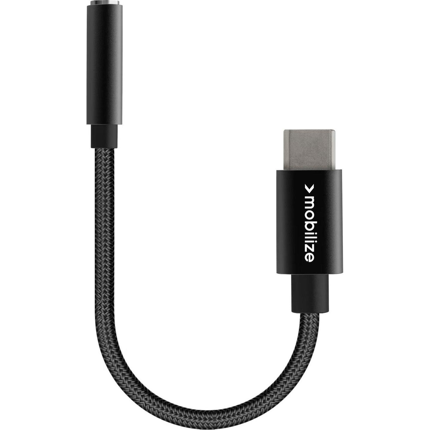 Bild von Mobilize USB-C auf 3,5 mm (USB Typ C, 3.5mm Buchse), Mobilgerät Adapter, Schwarz, Weiss