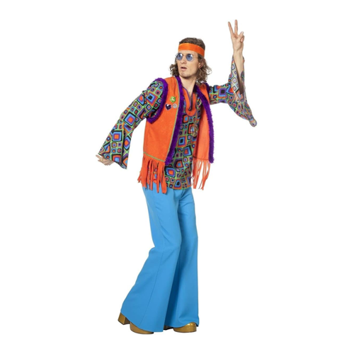 Bild von Metamorph T-Shirt Hippie Hemd mit orangefarbener Weste – Flowerpower-Look für alle, denen es nie zu bunt wird