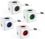 Bild von Allocacoc PowerCube extended usb - Stromverteilungseinheit - Wechselstrom 230 V - Eingabe, Eingang CEE 7/7 - Ausgangsanschlüsse: 6 (2 x USB, 4 x Stecker Typ F) - 1.5 m - Weiß/Rot