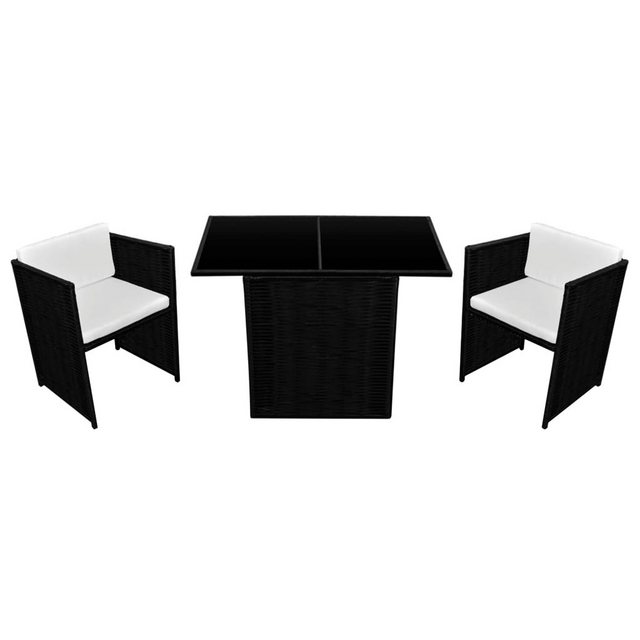 Bild von vidaXL 3-tlg Bistro-Set mit Auflagen Poly Rattan Schwarz Modell 1