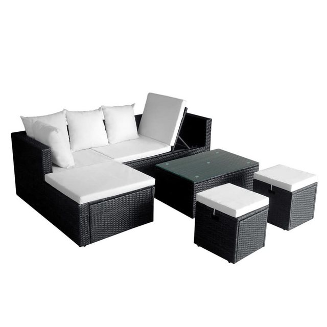 Bild von vidaXL 4-tlg Garten-Lounge-Set mit Auflagen Poly Rattan Schwarz Modell 9
