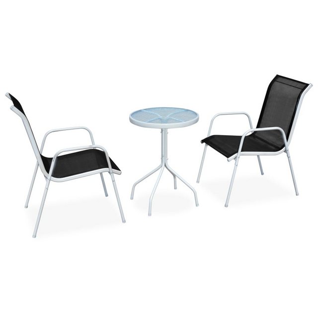 Bild von vidaXL Gartenlounge-Set 3-tlg. Bistro-Set Stahl Schwarz, (3-tlg)
