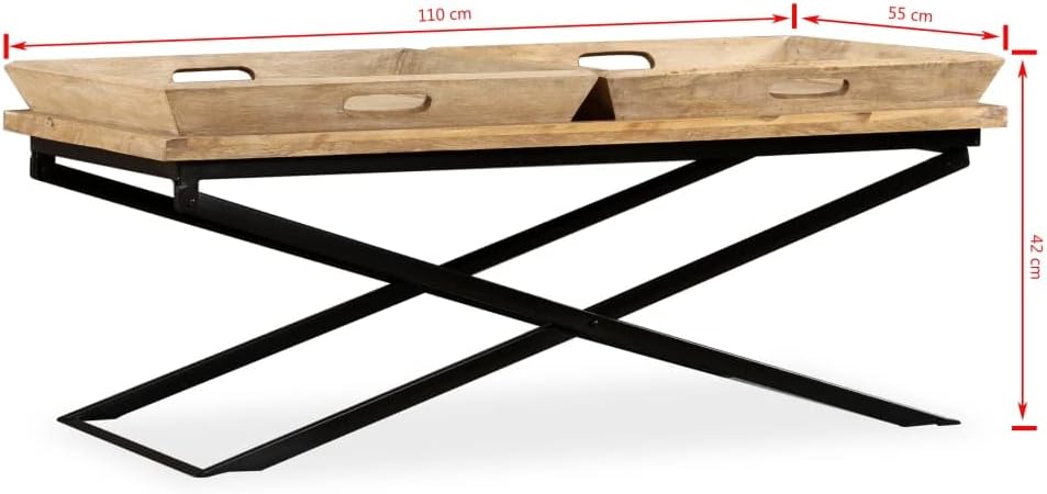 Bild von vidaXL Couchtisch Mangoholz Massiv Beistelltisch Wohnzimmertisch Kaffeetisch