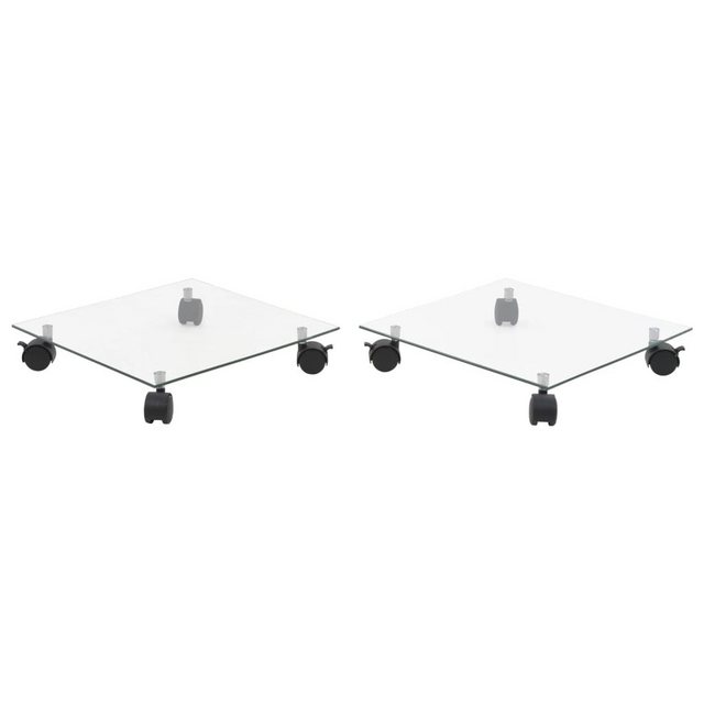 Bild von vidaXL Blumenständer Pflanzenständer mit Rollen 2 Stück Hartglas 35x35 cm Quadrat (2 St)