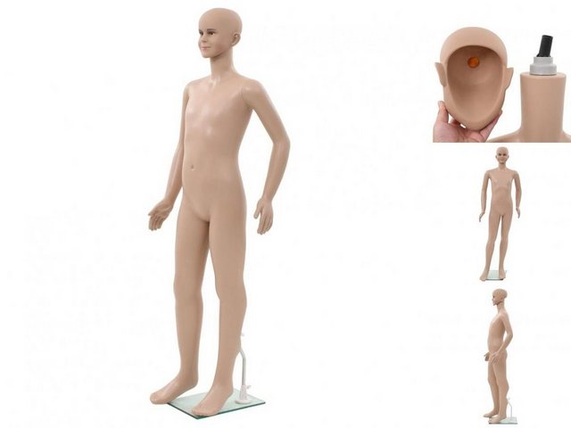 Bild von vidaXL Schneiderpuppe Kinder-Schaufensterpuppe mit Glassockel Beige 140 cm