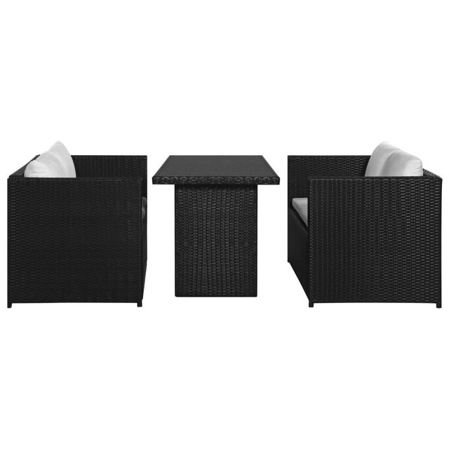 Bild von vidaXL 3-tlg Garten-Lounge-Set mit Auflagen Poly Rattan Schwarz Modell 10