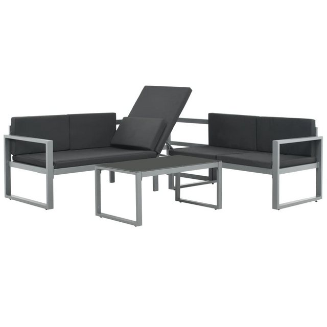 Bild von vidaXL Garten-Sofagarnitur 3-tlg mit Kissen Aluminium Schwarz
