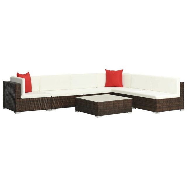 Bild von vidaXL 7-tlg Garten-Lounge-Set mit Auflagen Poly Rattan Braun Modell 3