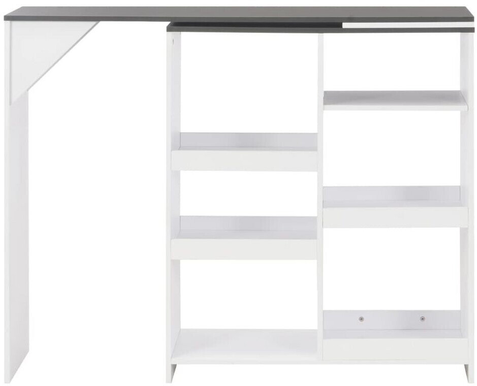 Bild von vidaXL Bartisch mit Beweglichem Regal Weiß 138x39x110 cm mit Grau-Tischplatte