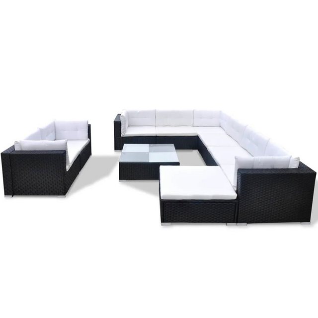 Bild von vidaXL 10-tlg Garten-Lounge-Set mit Auflagen Poly Rattan Schwarz Modell 5