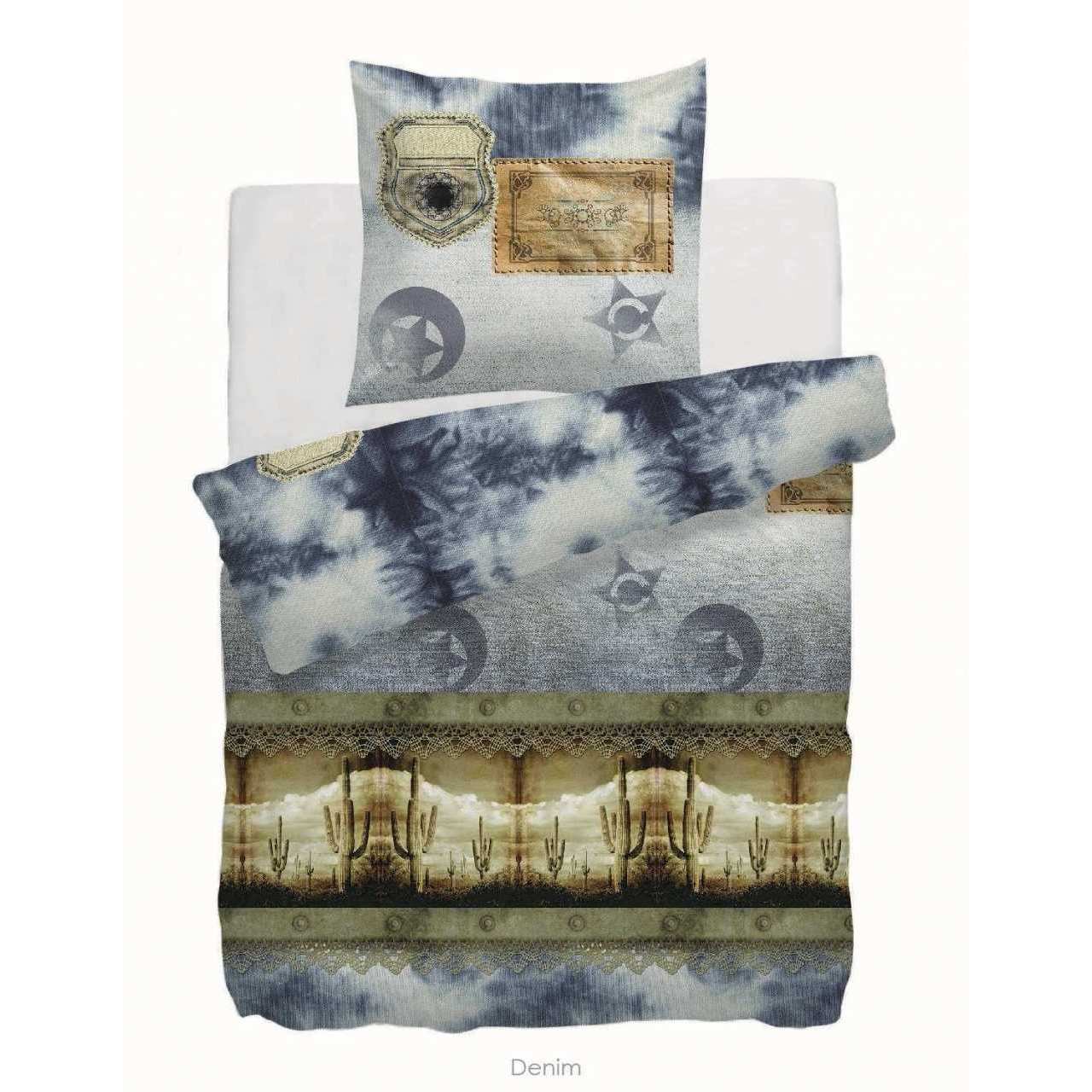 Bild von HnL Mako Satin Bettwäsche Denim 135x200 cm + 80x80 cm