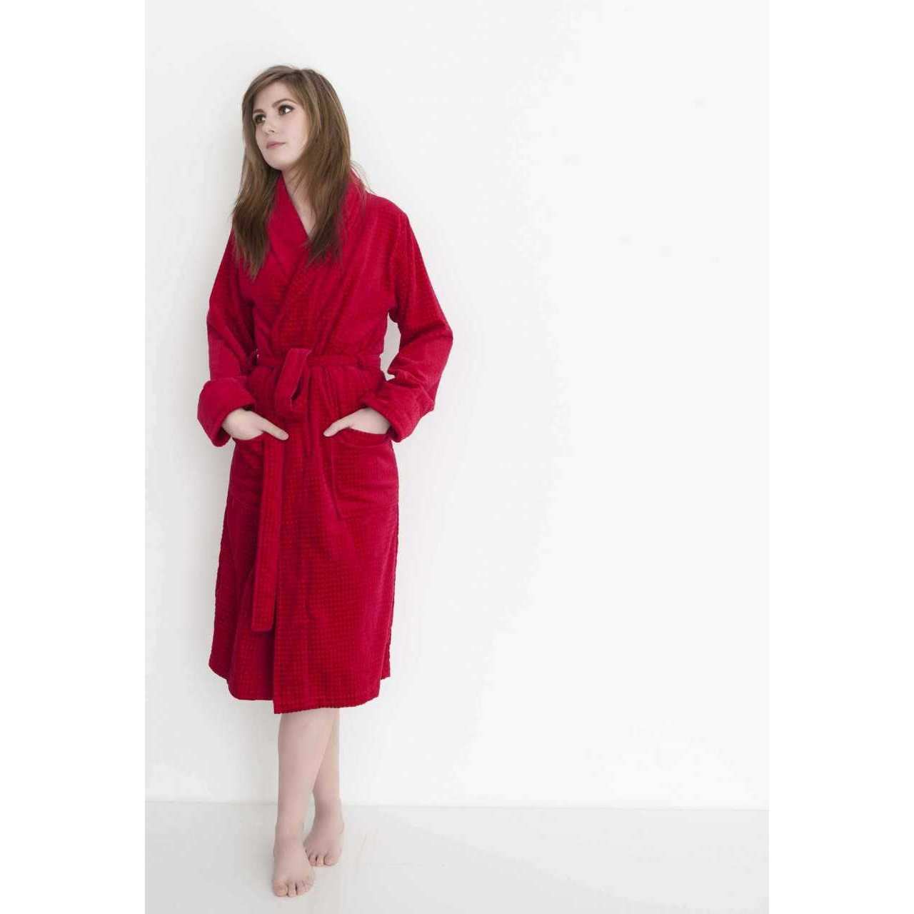 Bild von Bademantel Velours Carré Rot M
