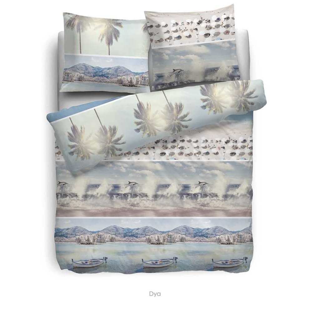 Bild von HnL Baumwolle Bettwäsche Strand Feeling Dya 135x200 + 80x80 cm Blau