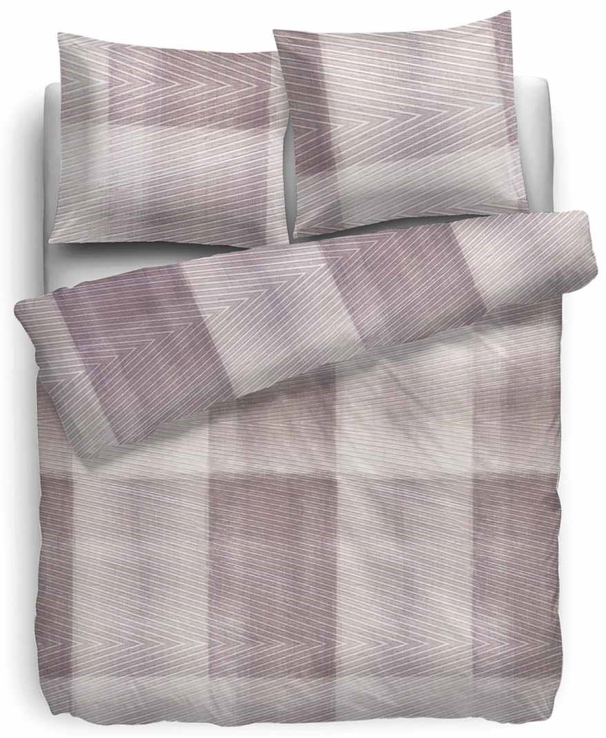 Bild von HnL Satin Bettwäsche Arras Gestreift Taupe 135x200 cm + 80x80 cm