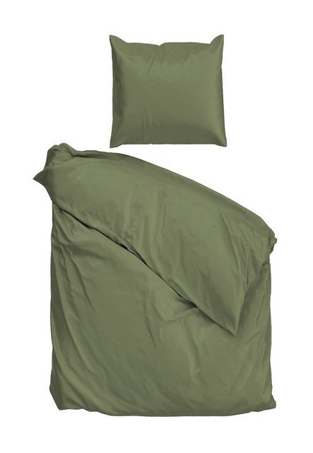 Bild von Zo! Home Mako-Satin Bettwäsche 155x220 cm Satinado uni Army green dunkelgrün