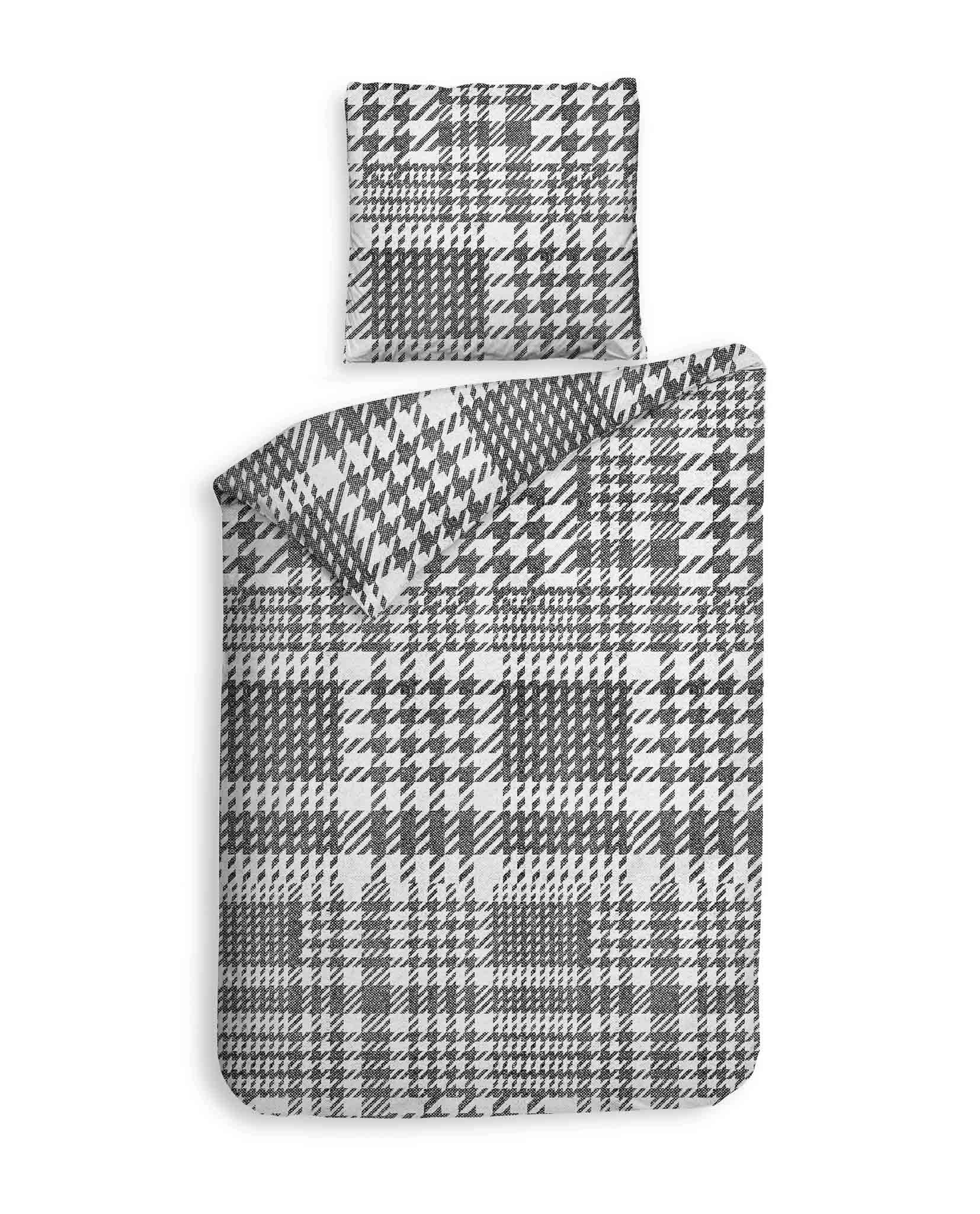 Bild von Heckett&Lane GOTS Flanell Bettwäsche Rex mit Karo Print Schwarz 135x200 cm + 80x80 cm