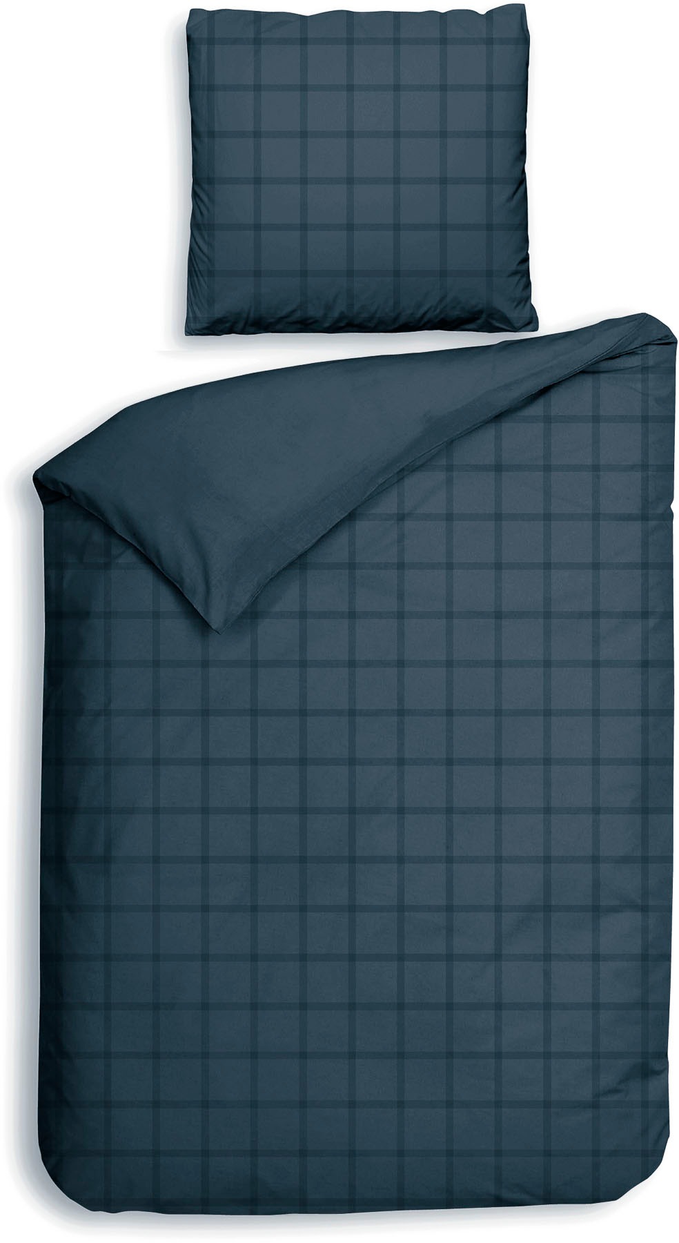 Bild von Heckett and Lane Bettwäsche Heckett & Lane Mako-Satin Bettwäsche 135x200 Diamante Maritim Blue, Mako-Satin, 2 teilig