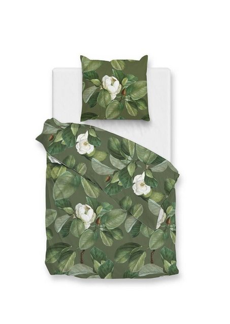 Bild von ZO HOME Bettwäsche Zo! Home Mako-Satin Bettwäsche 135x200 Kelly green Blätter Blumen grün, Mako-Satin, 2 teilig