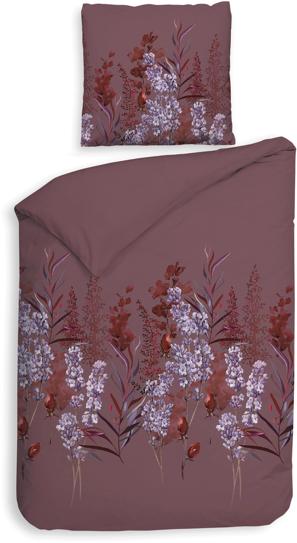 Bild von Heckett and Lane Bettwäsche Heckett & Lane Flanell Bettwäsche 135x200 Mino Purple Wiesenblumen, Flanell, 2 teilig