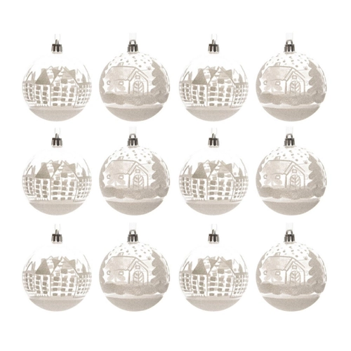 Bild von Decoris Weihnachtsbaumkugeln – Winterlandschaft in Weiß und Klar