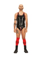 Bild von Muskelshirt aus Latex - Schwarz-Rot