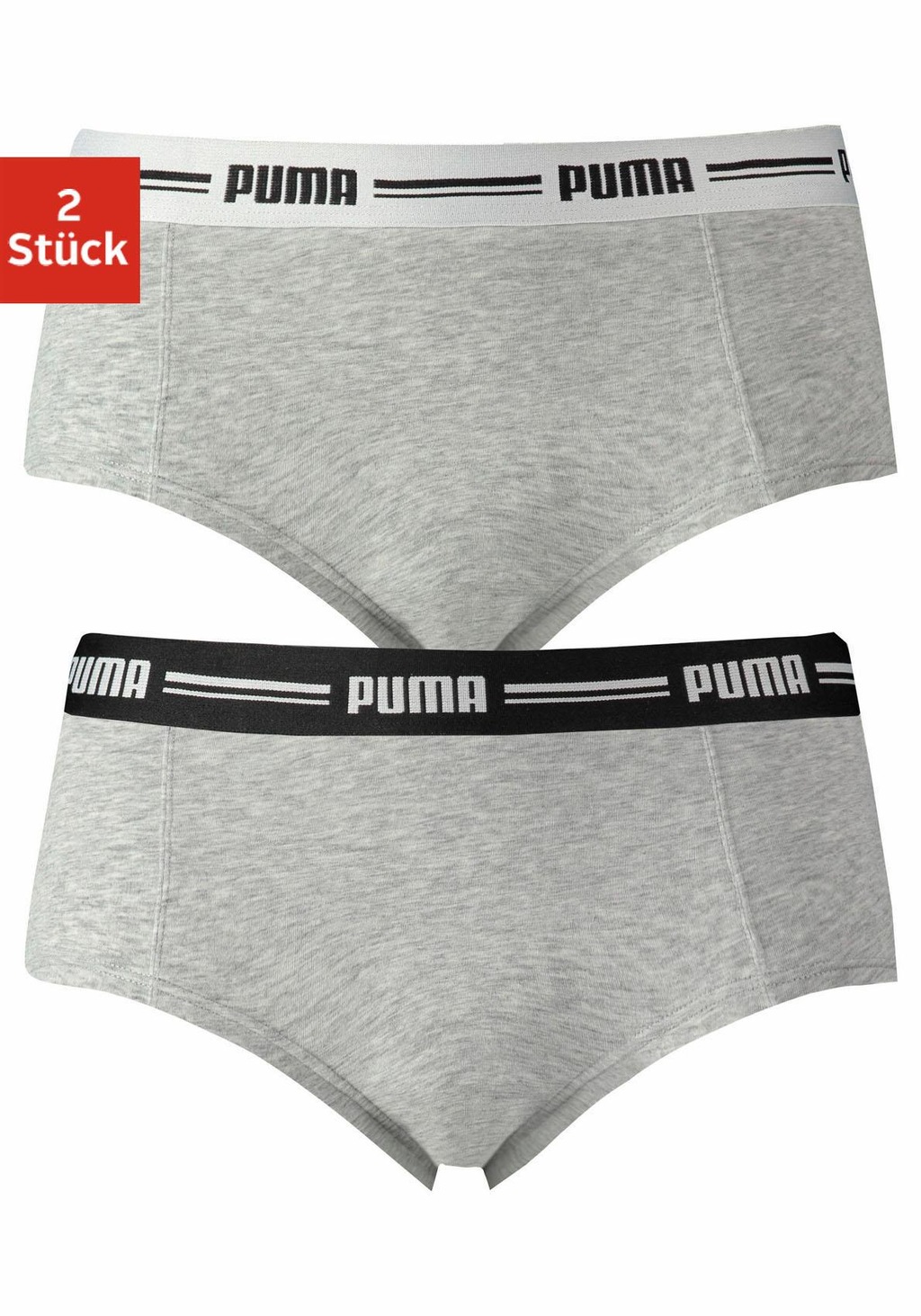 Bild von Puma, Damen, Unterhosen, Mini-Shorts 2er-Pack, Grau, (S, 2er Pack)
