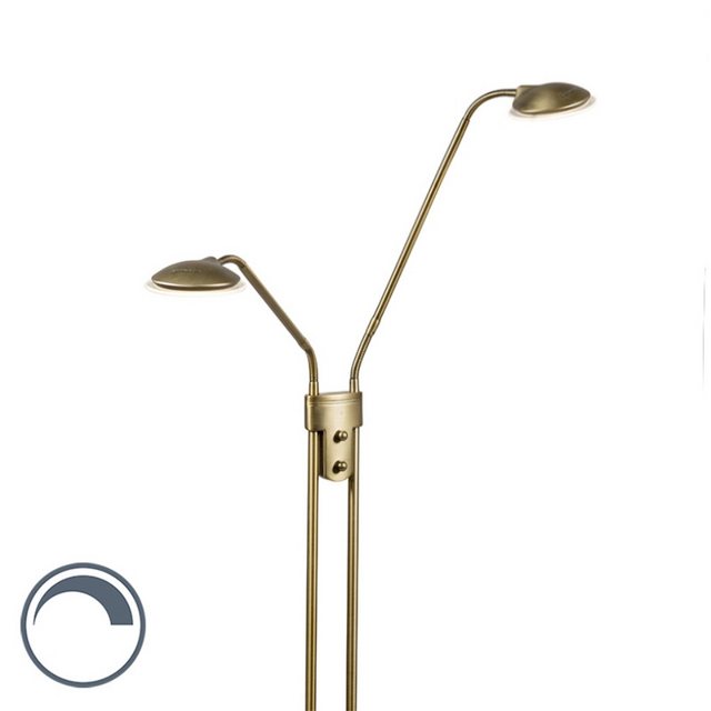 Bild von Qazqa Stehlampe Eva, LED fest integriert, (nicht austauschbare) LED, Bronze, Modern, Stahl, 2-flammig