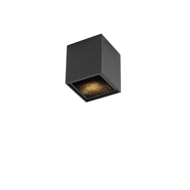 Bild von Qazqa LED Aufbaustrahler Qubo, ohne Leuchtmittel, GU10, Schwarz, Design, Aluminium, 1-flammig