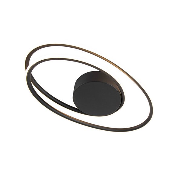 Bild von Qazqa Deckenleuchte Rowan, LED fest integriert, (nicht austauschbare) LED, Schwarz, Design, Aluminium, 1-flammig