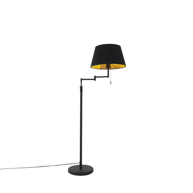 Bild von Qazqa Stehlampe Ladas, ohne Leuchtmittel, E27, Schwarz, Modern, Textil, 1-flammig