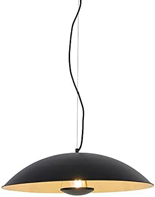 Bild von Qazqa - Modern Vintage Hängelampe I Pendellampe I Pendelleuchte schwarz mit Gold I Messing 60 cm - Emilienne Novo I Wohnzimmer I Schlafzimmer - Stahl Länglich - LED geeignet E27