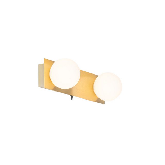 Bild von Qazqa Wandleuchte Cederic, ohne Leuchtmittel, G9, Gold/Messing, Modern, Glas, 2-flammig