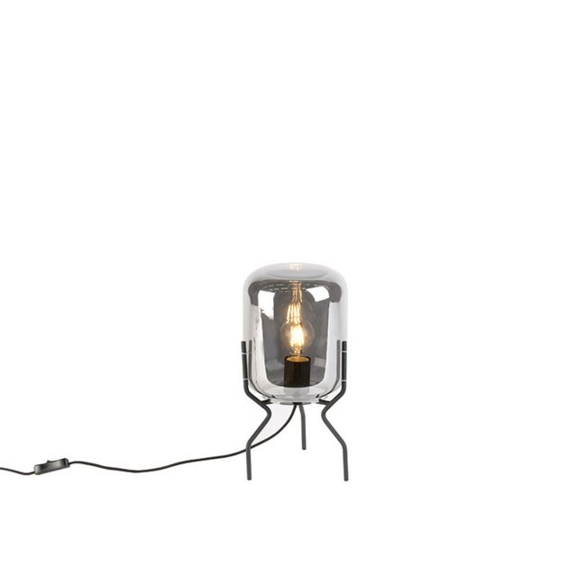 Bild von Qazqa Tischleuchte Bliss, LED wechselbar, E27, Schwarz, Design, Glas, 1-flammig