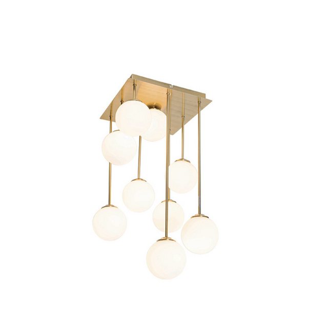 Bild von Qazqa Deckenleuchte Athens-opal, ohne Leuchtmittel, G9, Gold, Modern, Stahl, 9-flammig