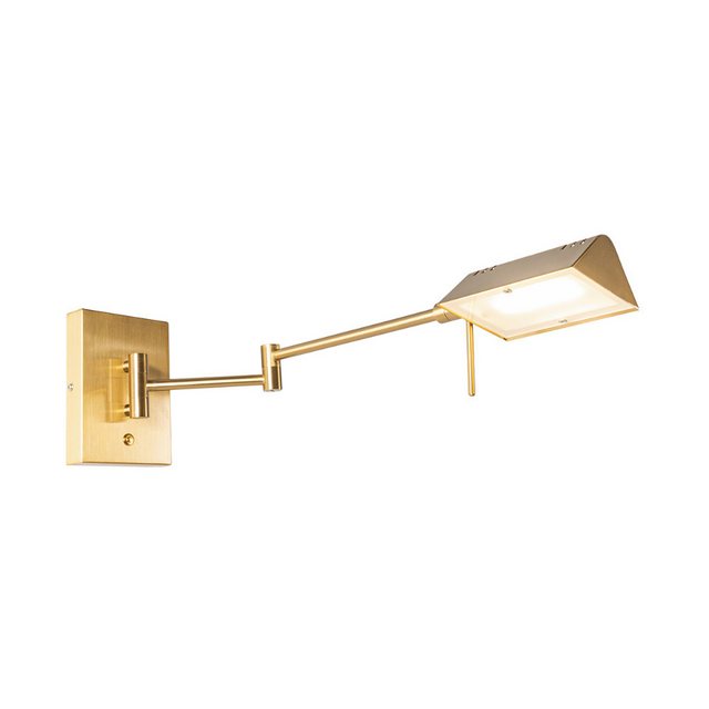 Bild von Qazqa Wandleuchte Notia, LED fest integriert, (nicht austauschbare) LED, Gold/Messing, Design, Stahl, 1-flammig