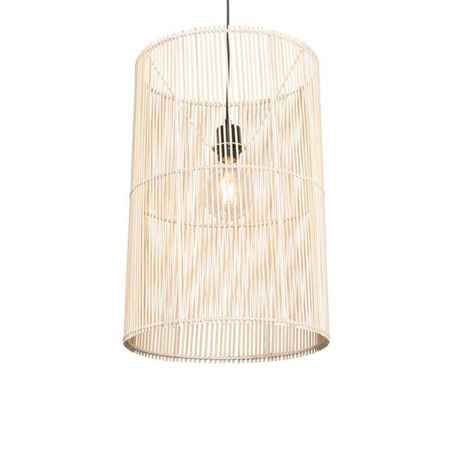 Bild von Qazqa Pendelleuchte Natasja, ohne Leuchtmittel, E27, Naturel, Landhaus, Bamboo, 1-flammig