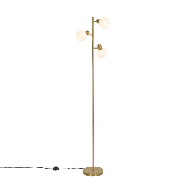 Bild von Qazqa Stehlampe Anouk, ohne Leuchtmittel, E14, Gold, Art Deco, Glas, 3-flammig