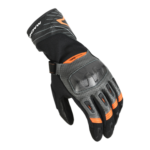 Bild von Macna Tempo perforierte Motorrad Handschuhe in schwarz-orange – Größe S