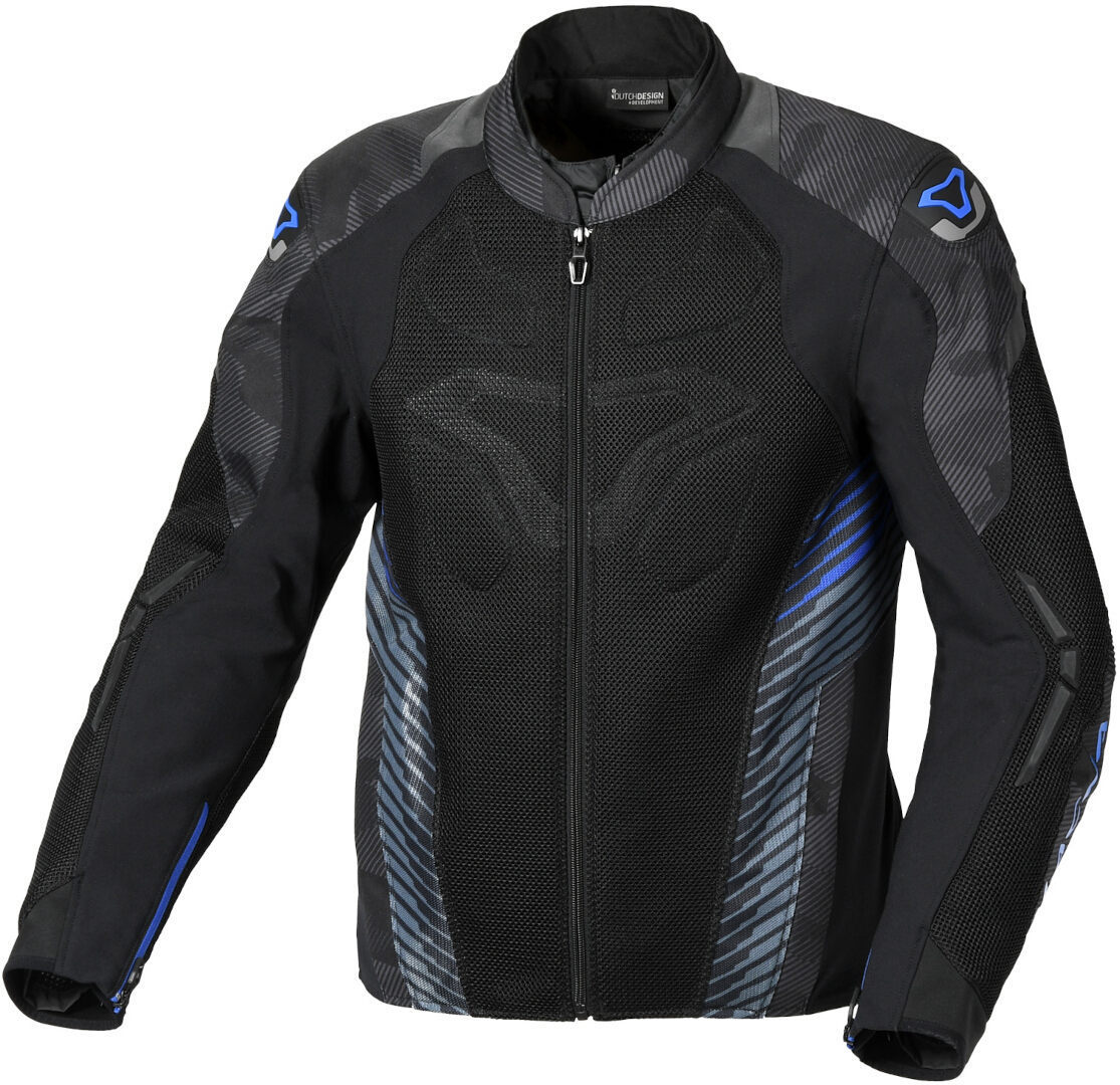 Bild von Macna Novic wasserdichte Motorrad Textiljacke, schwarz-grau-blau, Größe L für Männer