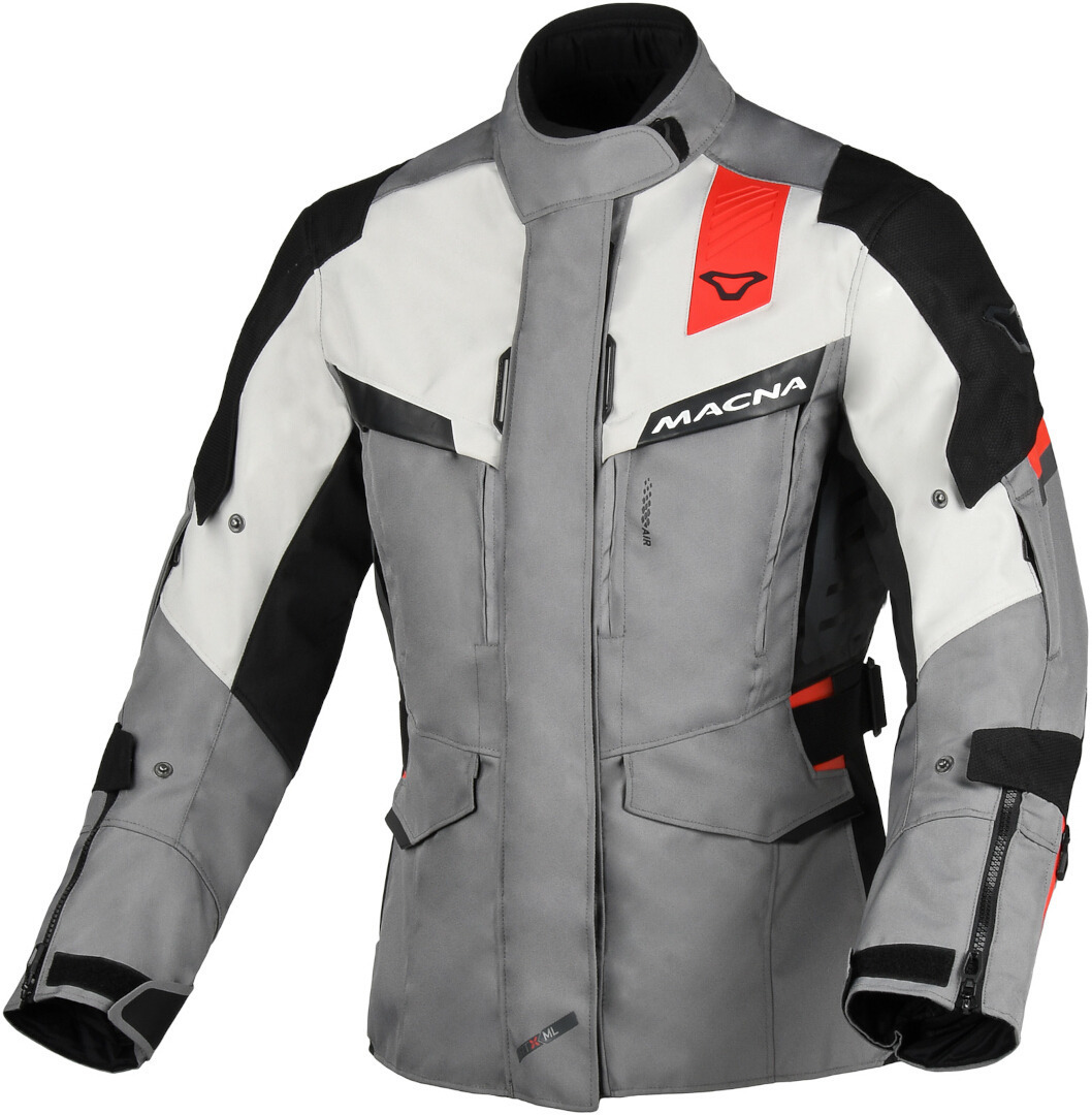 Bild von Macna Zastra wasserdichte Damen Motorrad Textiljacke, grau-weiss-rot, Größe XL
