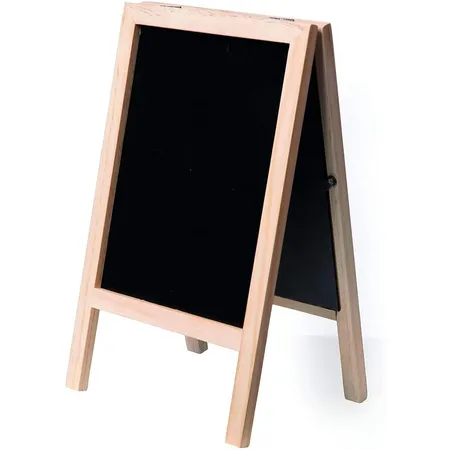Bild von Securit Mini Tisch Kundenstopper, 2 in 1 Foto- und Kreidetafel aus Naturholz