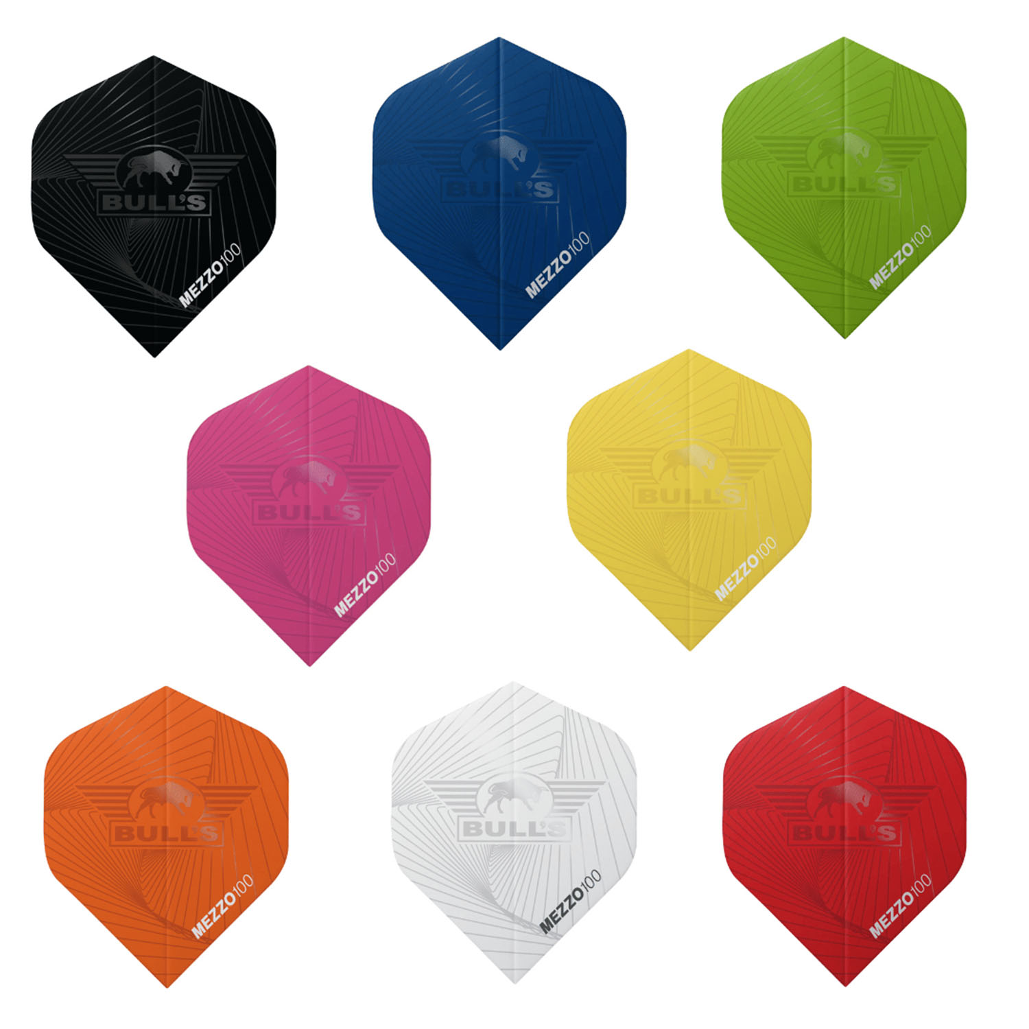 Bild von Bull's Mezzo 100 No.2 Flights - 5-Pack verschiedene Farben Gelb