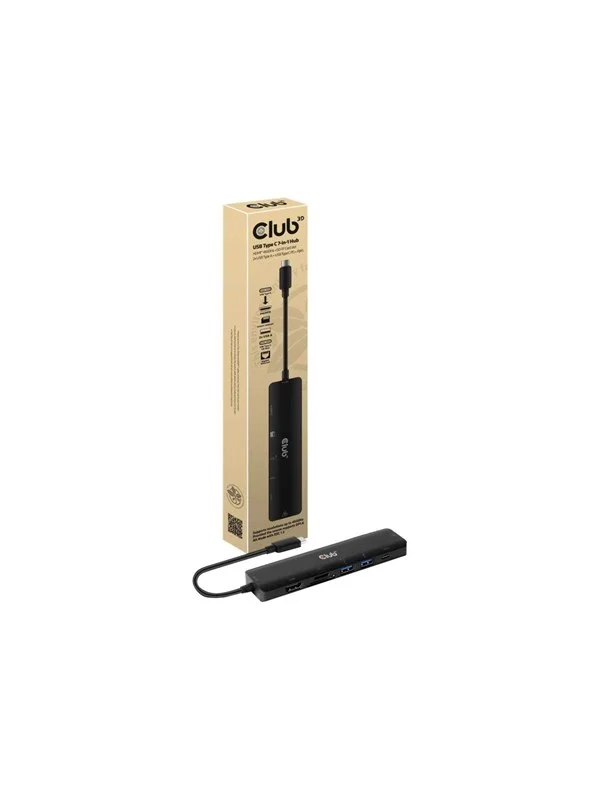 Bild von Club 3D USB Typ C 7-in-1 Hub auf HDMI 4K60Hz /SD-TF Kartenslot 2X USB Typ A/USB Typ C PD / RJ45, CSV-1592