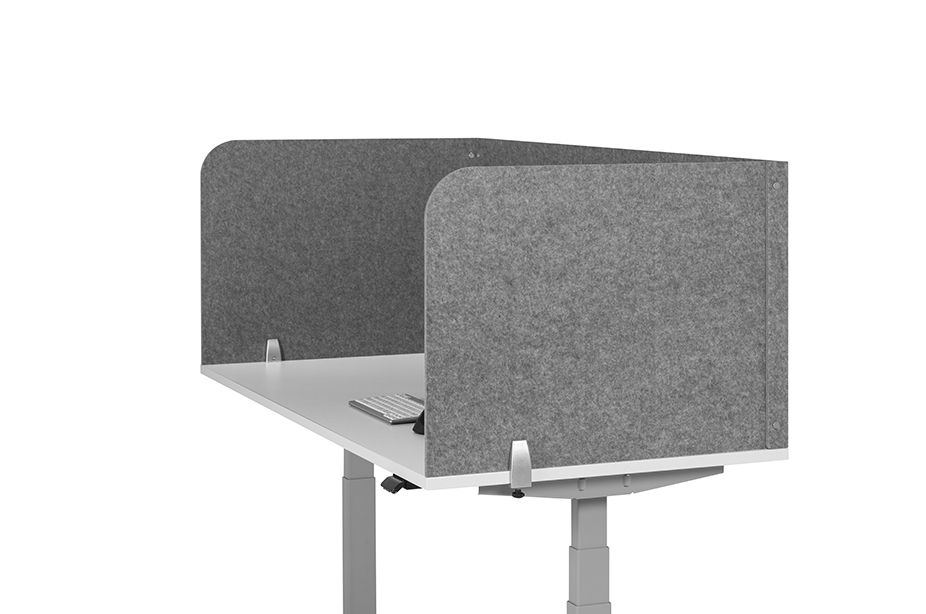 Bild von Schreibtisch-Akustik-Trennwand BE Safety Screen U-Form, ohne Acrylfenster, Dicke 10 mm, B 160 x T 80 x H 60 mm, hellgrau