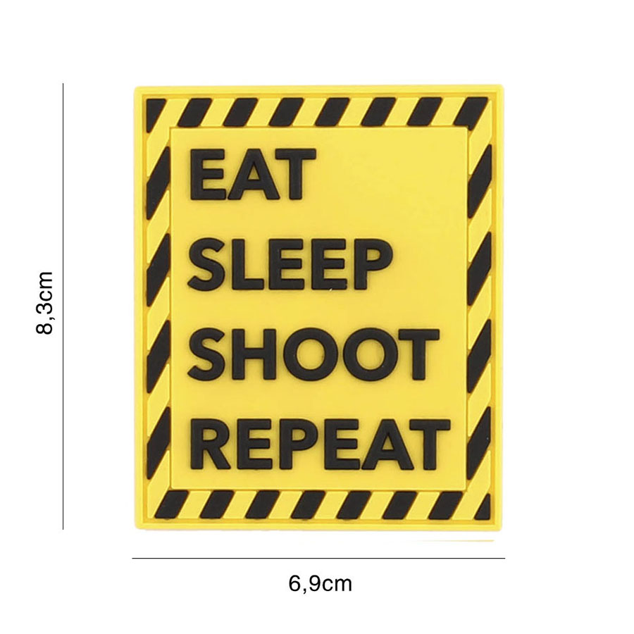 Bild von Klett Patch 3D No.2125 eat sleep shoot repeat gelb/schwarz 8,3 x 6,9