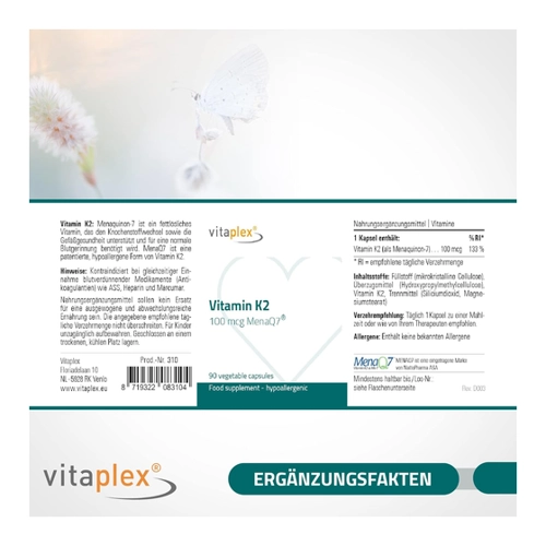 Bild von Vitaplex Vitamin K2 100mcg Kapseln – Hochdosierte Unterstützung für Ihre Gesundheit