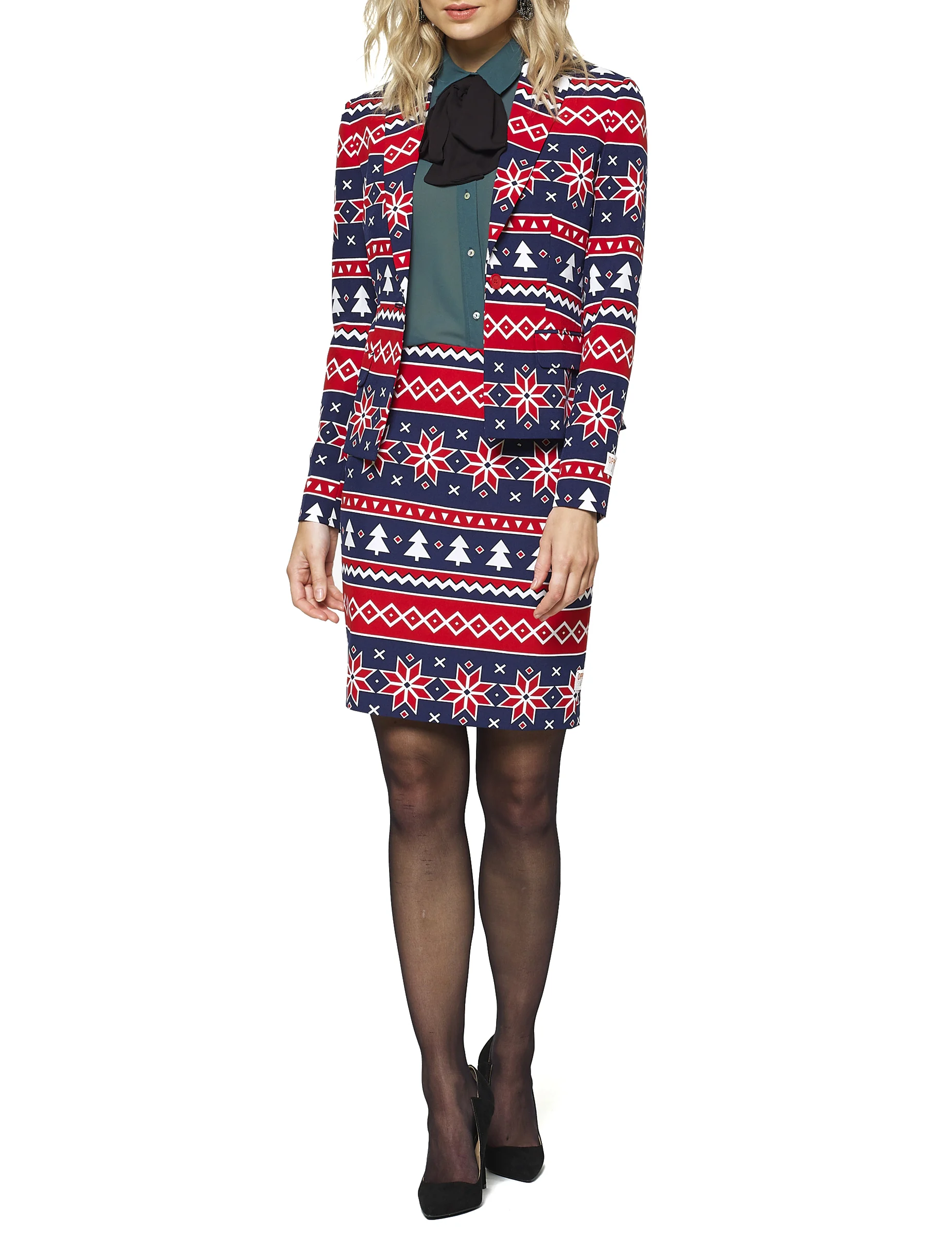 Bild von Mrs. Nordic Xmas-Kostüm für Damen von Opposuitsblau-rot-weiss