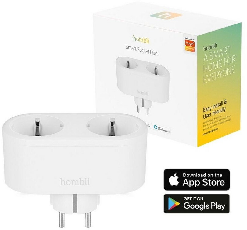 Bild von Hombli Programmierbare Smart Doppel Steckdose mit Wi-Fi zur Automatisierung von Geräten Strommessung | Kompatibel mit Amazon Alexa & Google | Fernsteuerung über die kostenlose Hombli App